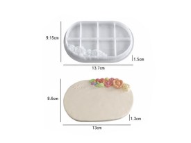 Molde silicona bandeja oval flores en relieve 